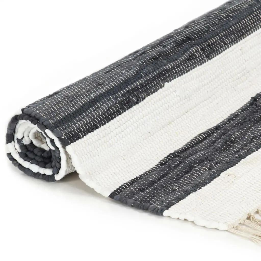 Vloerkleed chindi handgeweven 120x170 cm katoen antraciet wit (2)