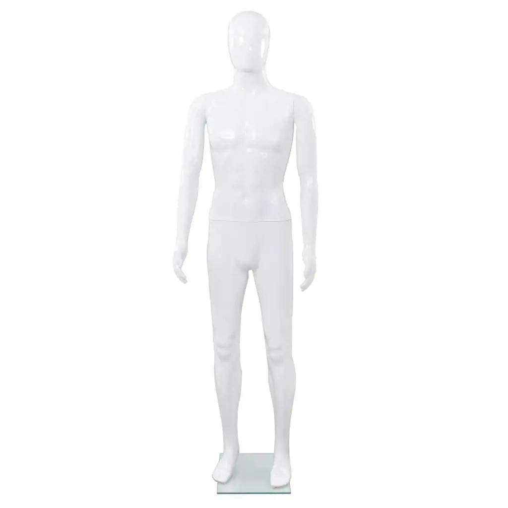 Etalagepop mannelijk met glazen voet 175 cm glanzend wit (2)