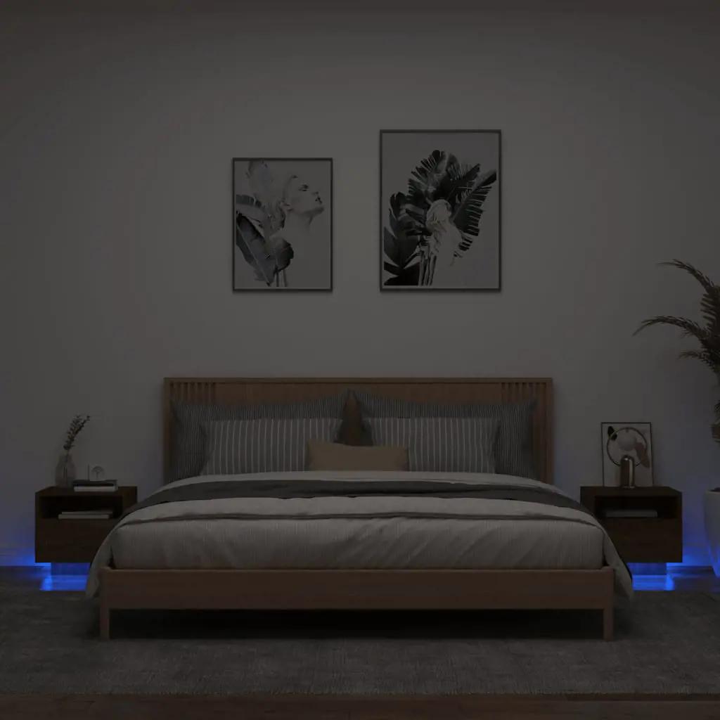 Nachtkastjes met LED-verlichting 2 st 40x39x37 cm bruineiken