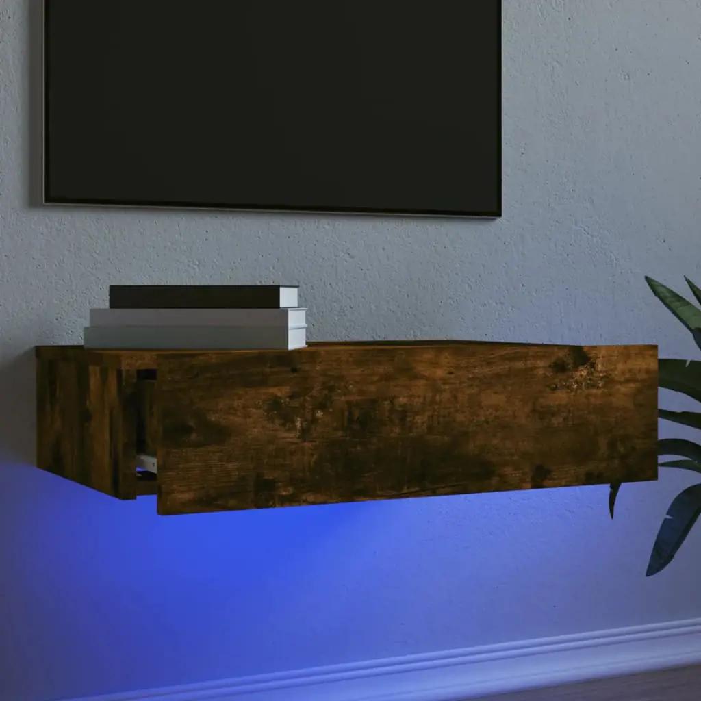 Tv-meubel met LED-verlichting 60x35x15,5 cm gerookt eikenkleur