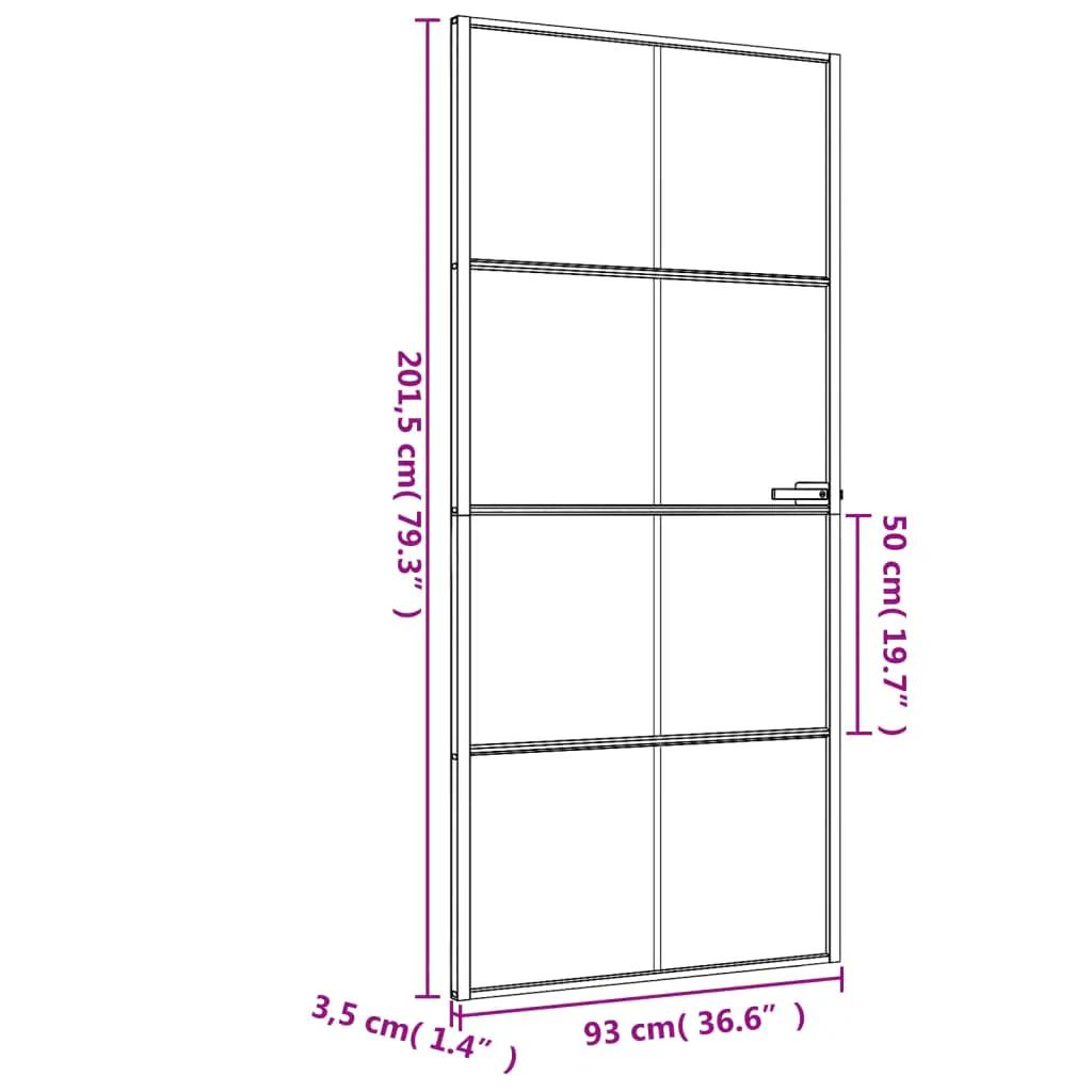 Binnendeur smal 93x201,5 cm gehard glas en aluminium zwart (9)