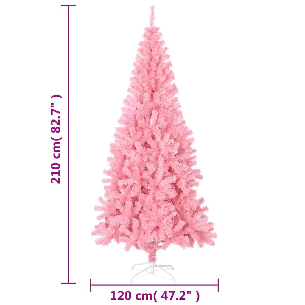 Kunstkerstboom met standaard 210 cm PVC roze (6)