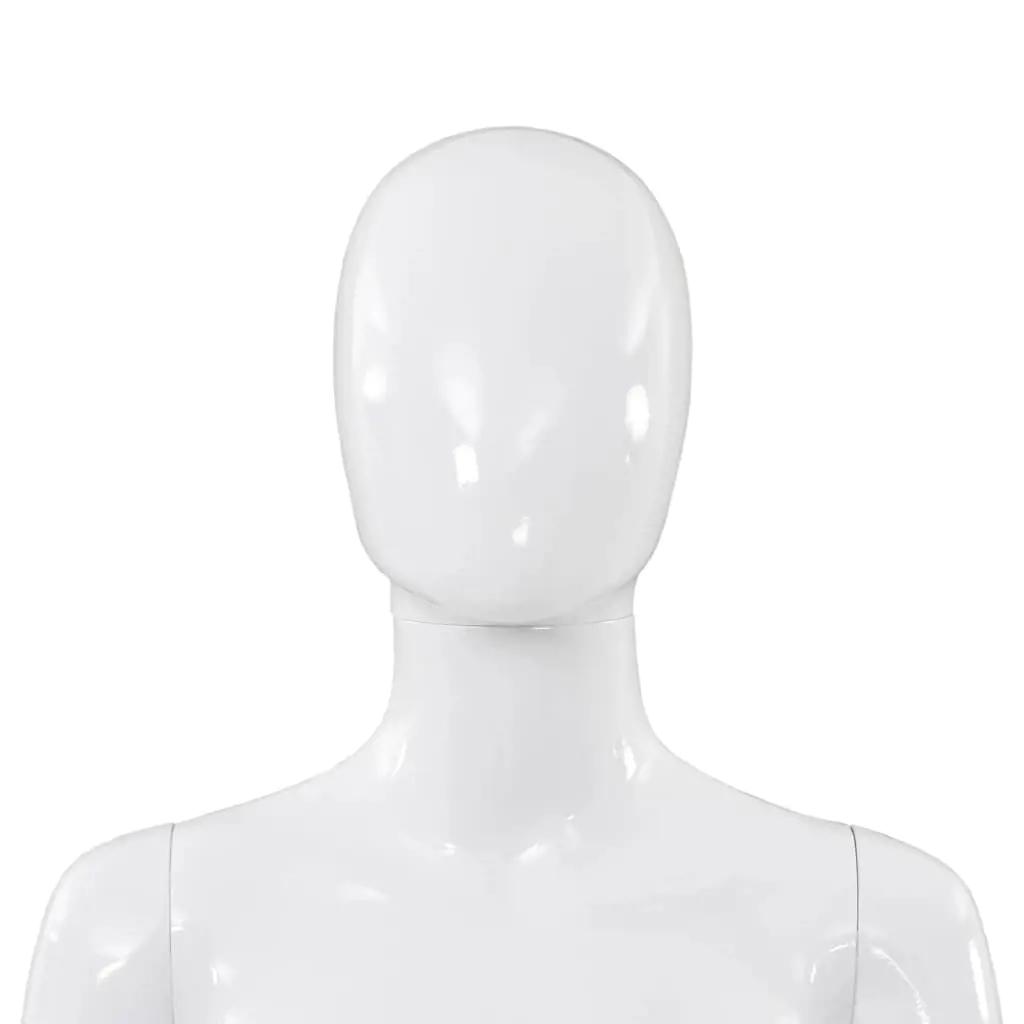 Etalagepop vrouwelijk met glazen voet 175 cm glanzend wit (8)