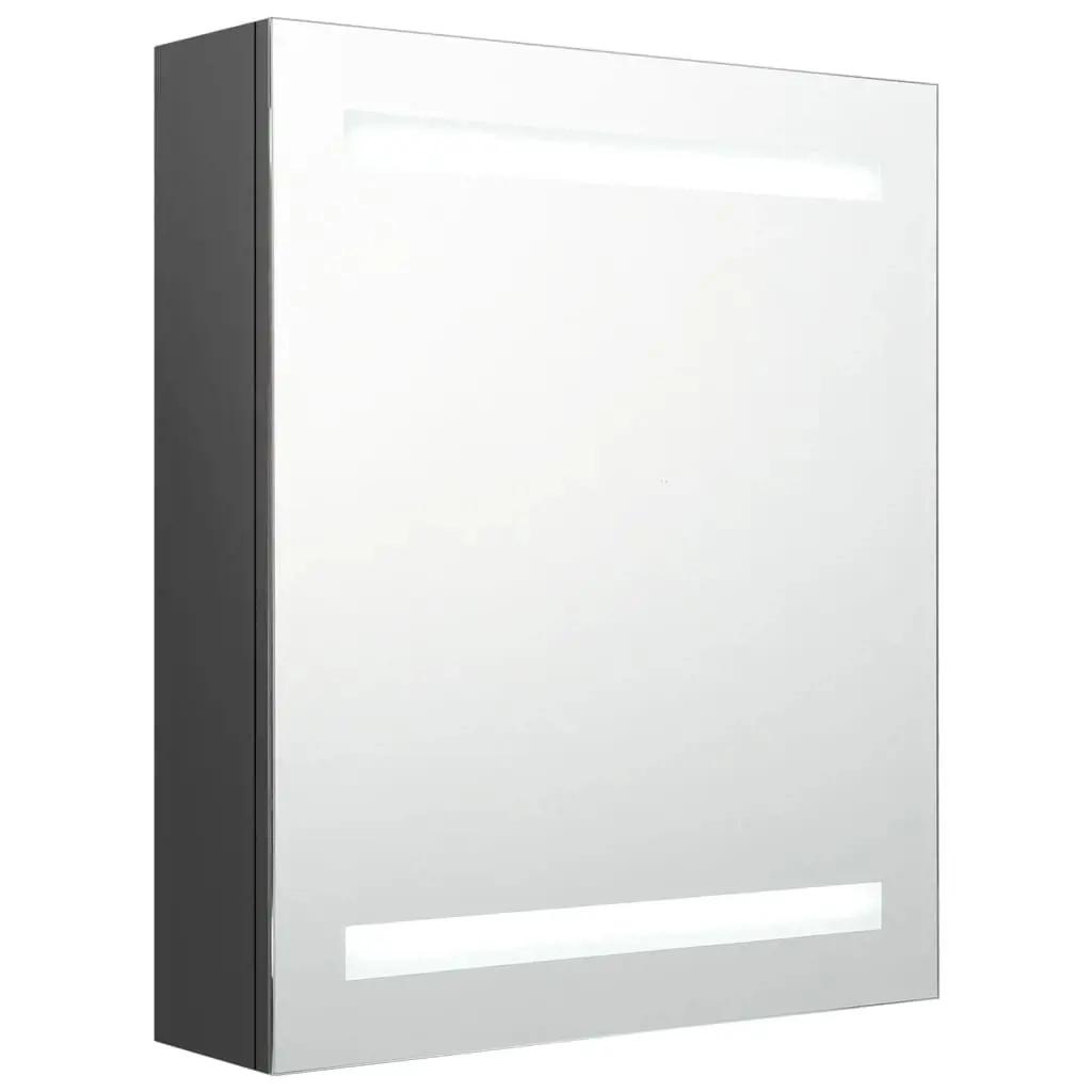 Badkamerkast met spiegel en LED 50x14x60 cm grijs (2)